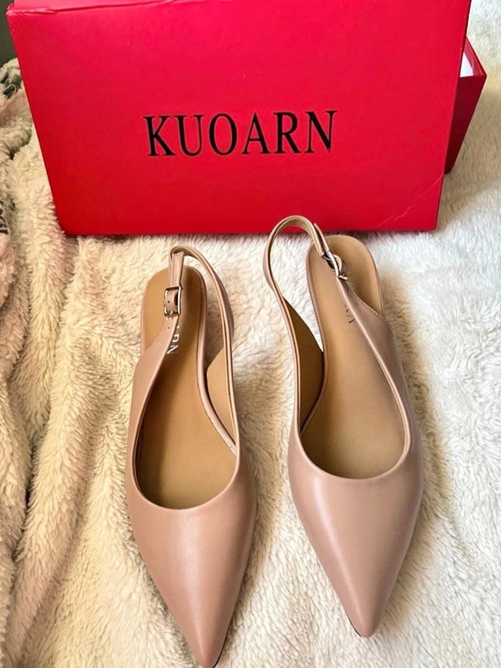 KUOARN Pointed-Toe Slingback Heels in Pink Like New